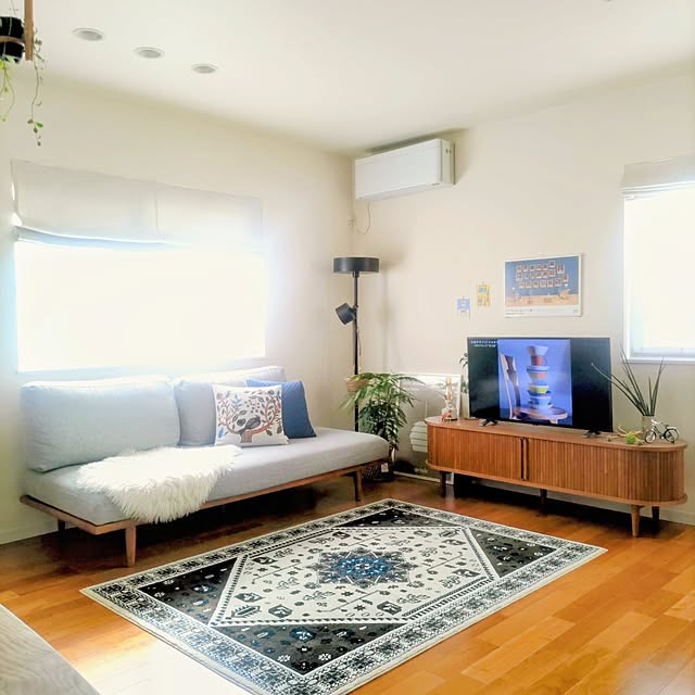 リビング ブルーグリーンのおしゃれなインテリア・部屋・家具の実例