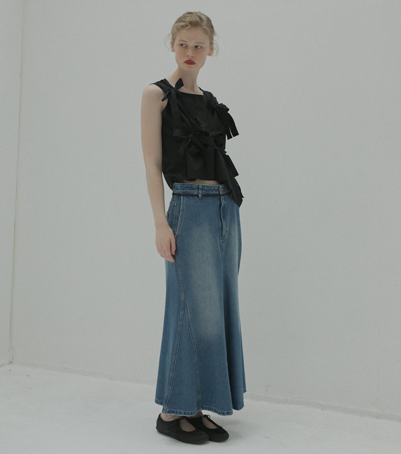 ル シェル ブルー - LE CIEL BLEU | Flared Denim Skirt-Blue-36の通販