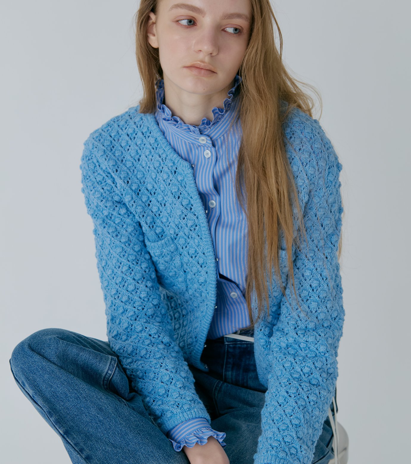 ル シェル ブルー - LE CIEL BLEU | Openwork Knit Jacket-Light