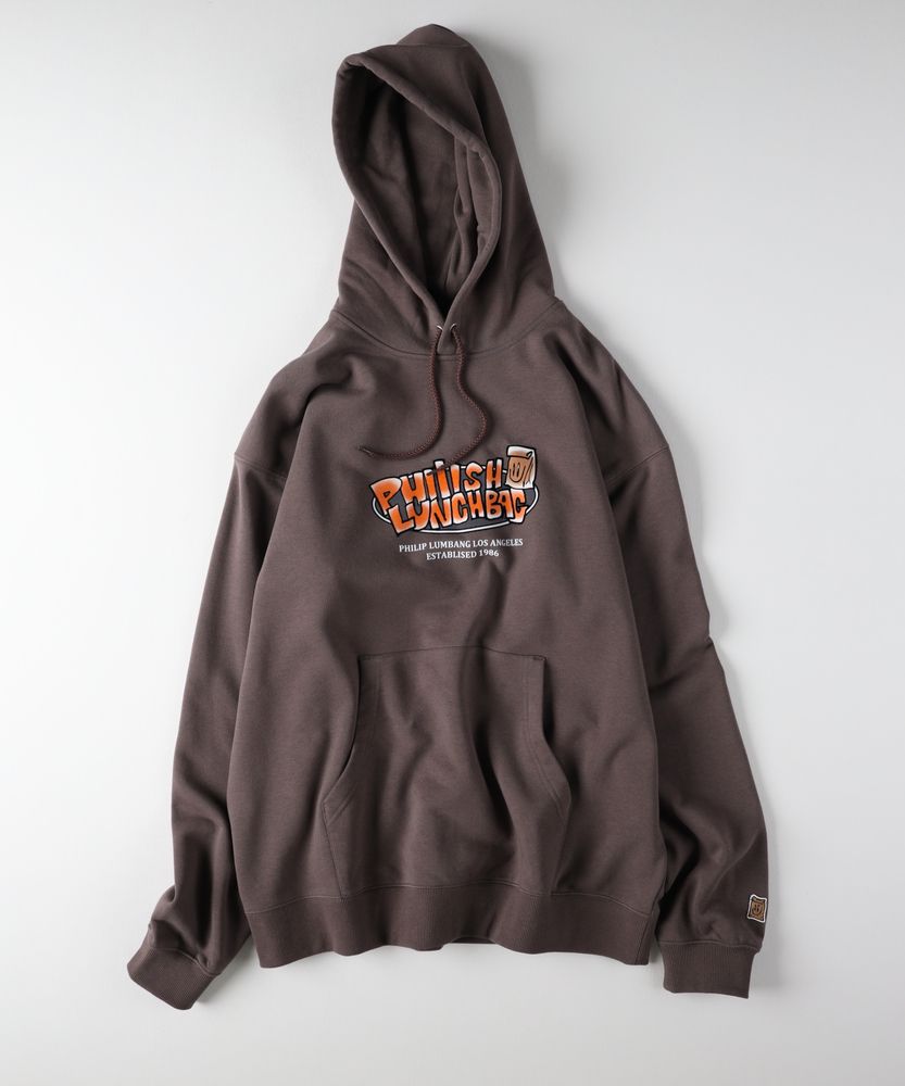Philip Lumbang」プリントスウェットパーカー(M ブラウン): トップス