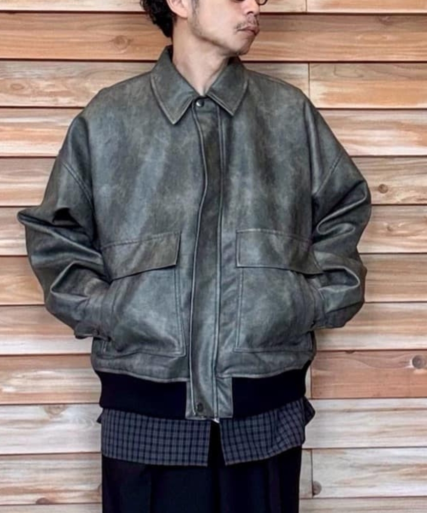 合成皮革 Aー2フライトジャケット(M グレー): ジャケット/アウター