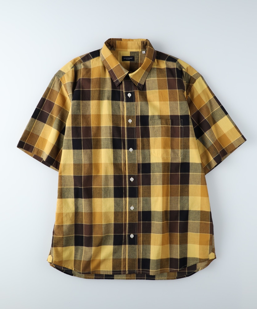 マドラスチェック半袖レギュラーシャツ(S ブルー＊ホワイト): トップス