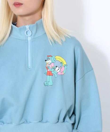 PプリントハーフZIPクロップドスウェット[商品：PN23AW-042-1