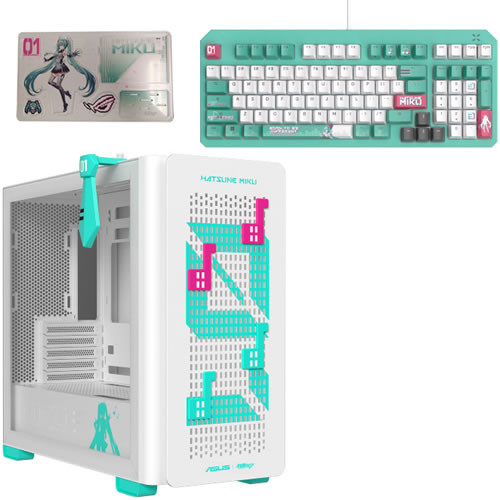 ASUS エイスース ASUS 初音ミクコラボ PCケース+キーボード+ROG