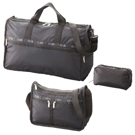 ボストンバッグ+ショルダーバッグ+ポーチ 3点セット ブラック