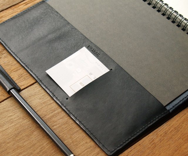 送料無料】台湾 【大人の文具】落ち着いた黒 手作り本革ノート/ブック