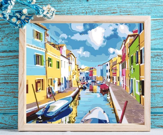 台湾 ヴェネツィア カラフルな島 クリエイティブデジタル油絵【風景画