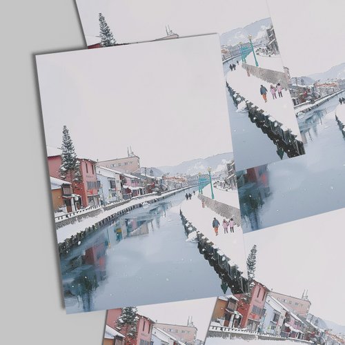 送料無料 50%OFF】日本絶景ポストカード・小樽運河、北海道・日本製