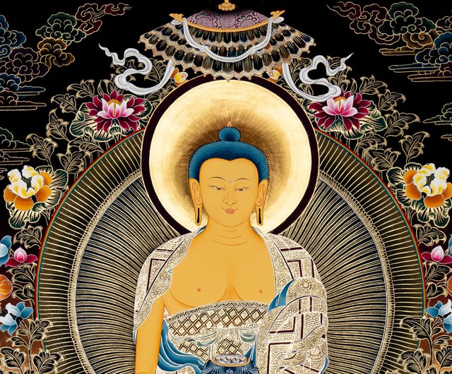 送料無料 50%OFF】ネパール ヴィンテージ伝統的な釈迦牟尼仏タンカ絵画