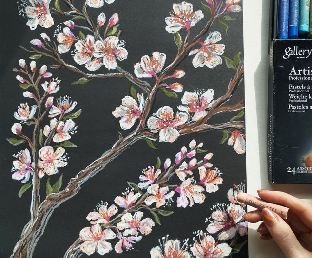 花の絵 絵画 大型 オイルパステル アートパネル モダン 花の絵 絵画
