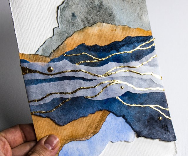 ロシア 抽象風景画 オリジナルアート ミクストメディアアートワーク