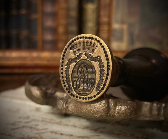 台湾 フランス 19世紀 アンティーク 木製ブロンズ銅印鑑 伯爵蝋/蝋印鑑