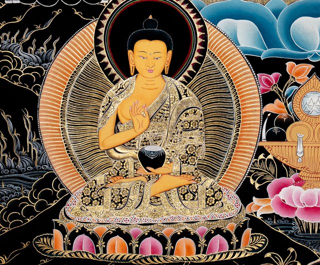 送料無料 50%OFF】ネパール 24Kゴールドの釈迦牟尼仏タンカ絵画 Boudha