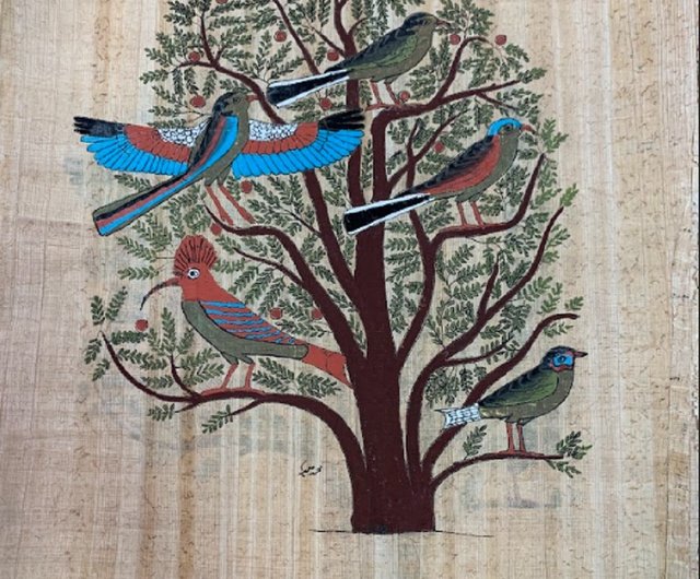 台湾 エジプトのパピルス絵画 - 生命の木 (約 48x37 cm) egypt