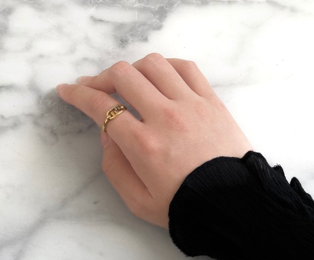 日本直送 名牌中古包 】FENDI フェンディ オーロック 指輪 ゴールド FF