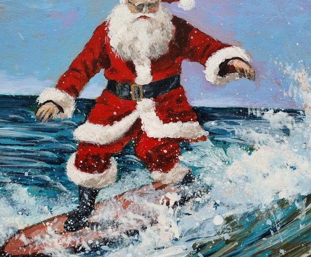 タイ サーフィン サンタの絵 クリスマス オリジナル ウォール アート