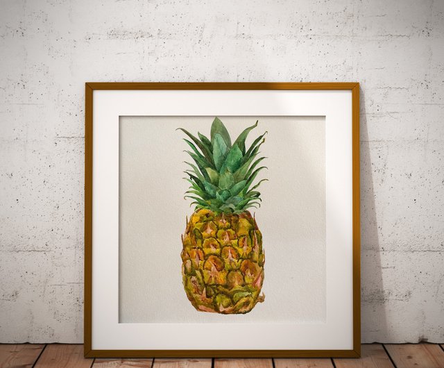 ロシア パイナップル-正方形の絵画 家の装飾 オリジナルの水彩画