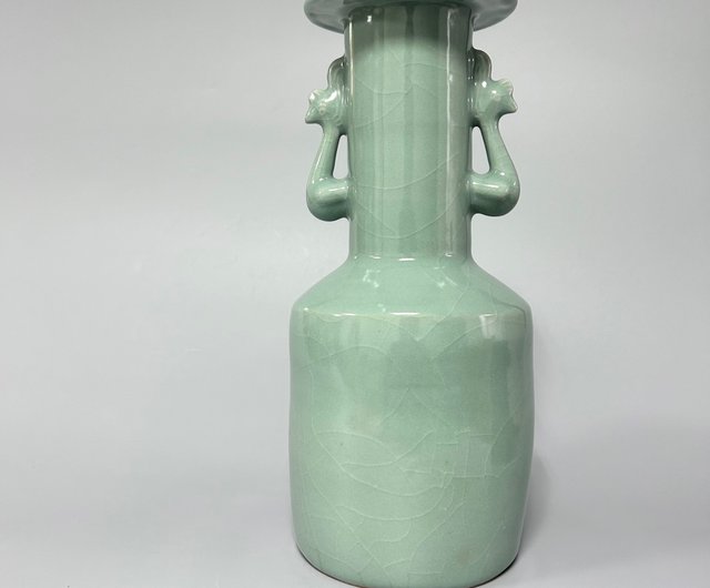 箱付き 中国龍泉窯 青磁 鳳凰 一輪挿し 花器 花瓶 オブジェ インテリア