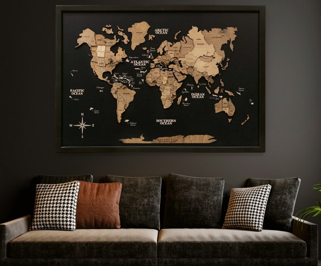 ウクライナ 額入りウォールアート、3Dトラベルマップボード