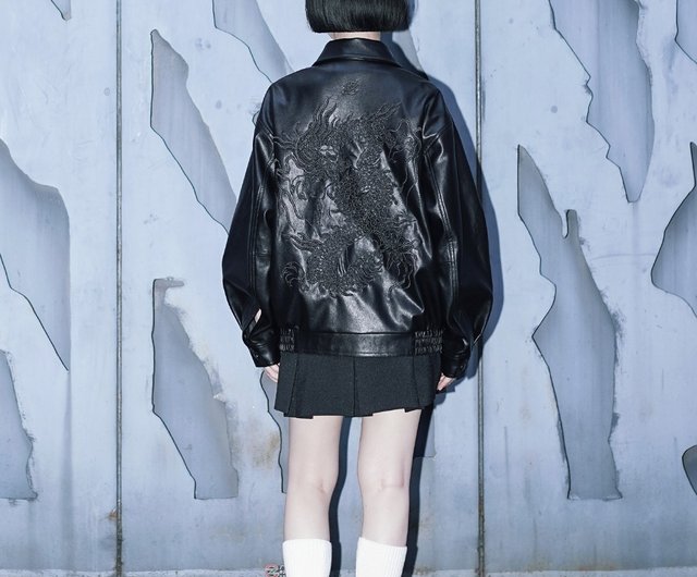 送料無料】ドラゴン刺繍レザージャケット｜チャイナ｜ヴィンテージ風