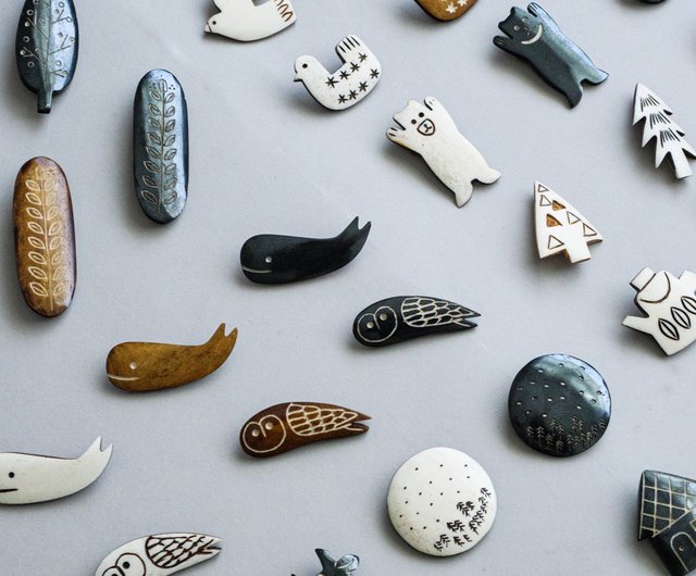 水牛骨ブローチ / フォレストサークル(黒) the ETHNORTH GALLERY