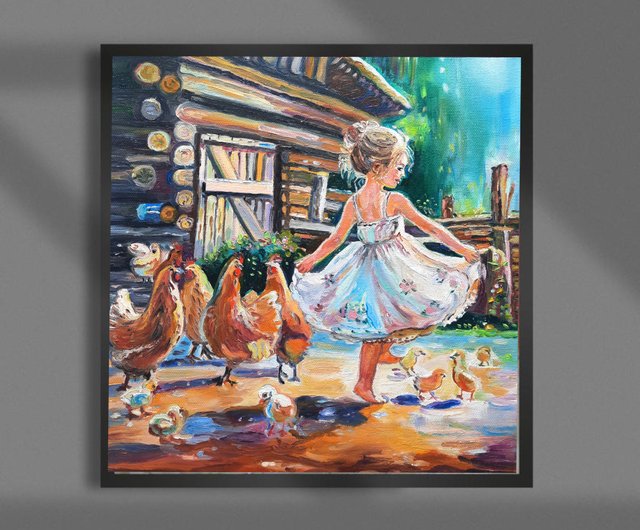 送料無料】ロシア 原創畫 田舎の少女 絵画 オリジナルアート 油絵