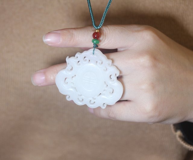 龍鳳玉佩】逸品 天然和田玉 ペンダント | 古風 縁起物 ネックレス