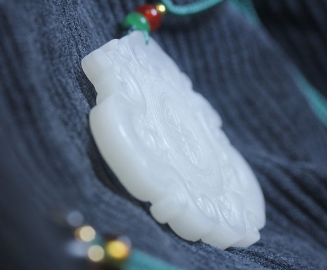 龍鳳玉佩】逸品 天然和田玉 ペンダント | 古風 縁起物 ネックレス