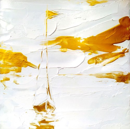 ターコイズとゴールドの抽象画 ターコイズとゴールドの抽象的な海景画