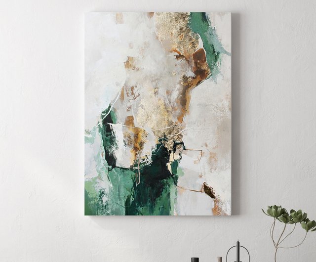 送料無料 30%OFF】ウクライナ グリーン抽象画 | グリーンゴールド絵画