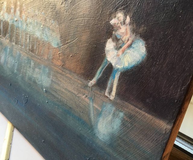 ロシア 白鳥の湖 オリジナルキャンバス画 バレエ バレリーナ 青い