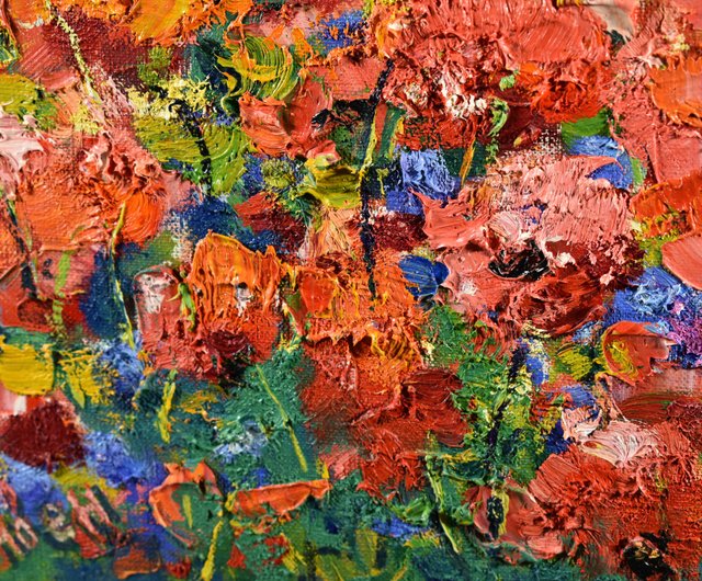 送料無料】ロシア 山の風景 ポピー 絵画 オリジナルアート 自然 印象派