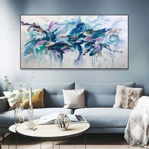 送料無料】スペイン キャンバス上の大きな抽象的なカラフルな絵画