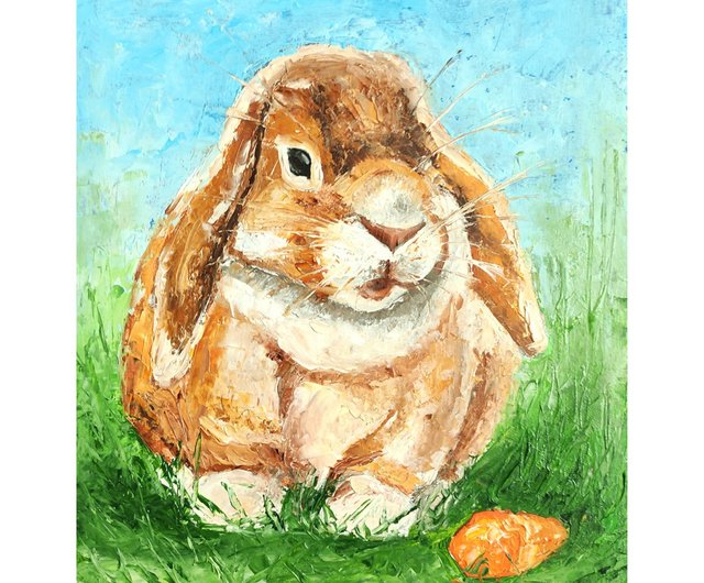 10%OFF】ロシア ウサギ オリジナル油絵 バニー アート 動物 ウォール