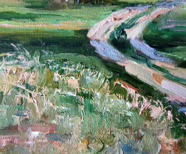 ロシア 白樺の木油絵オリジナルアートポプラの木アートワーク森林風景