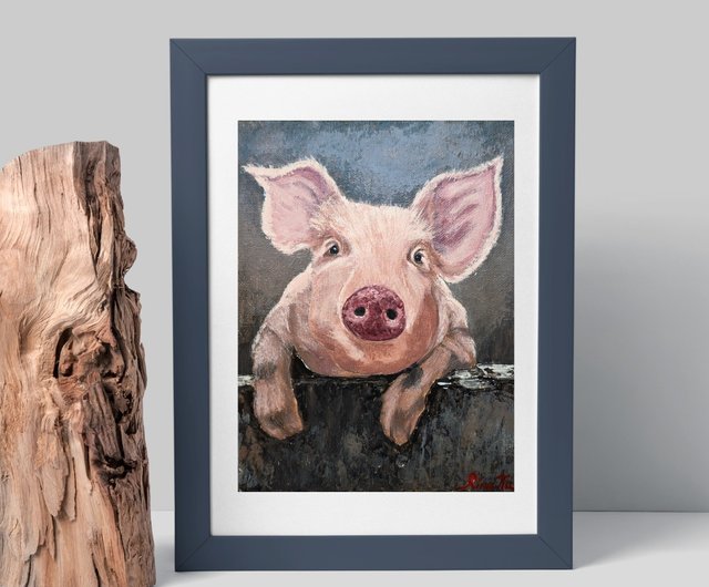 送料無料 30%OFF】スロバキア 豚の肖像画動物絵画オリジナルアート
