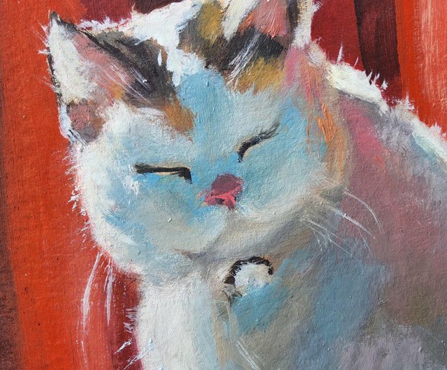 トルコ 猫の絵画 動物 オリジナルアート 猫 オリジナルキャンバス