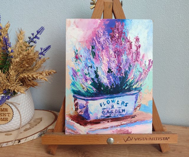 ロシア ラベンダーの油絵 ラベンダーの小さなアート 野の花の絵 花の