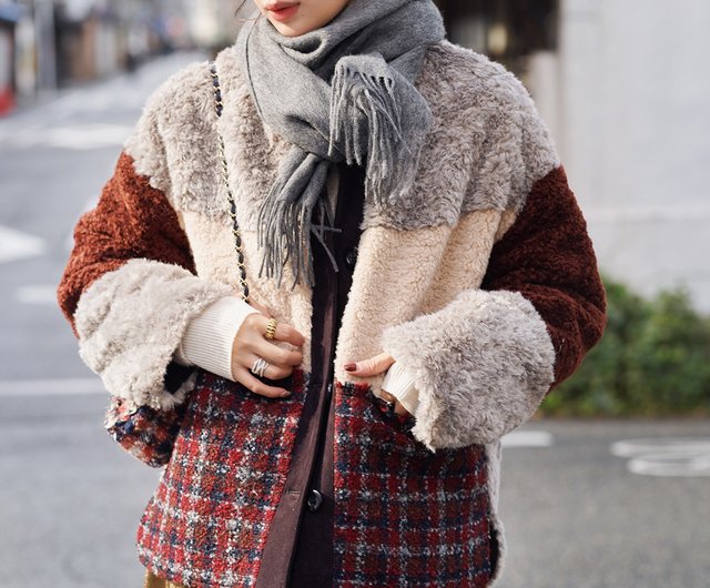 4色パッチワークファーコート | アウター | 冬物 | Sora-1729 sora