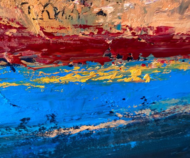 送料無料】スペイン マーク・ロスコ風の抽象的なオレンジと青の