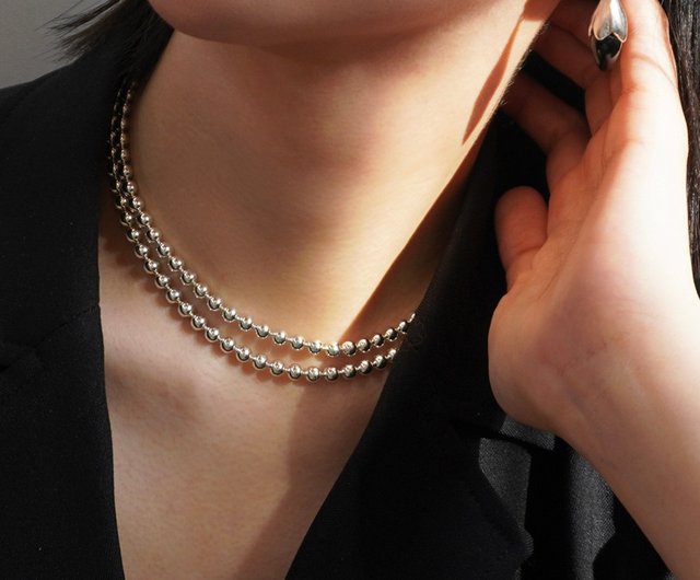 韓国 (925スターリングシルバー) 5mm シルバーボールチェーン