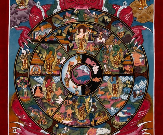 ネパール タンカ傑作-チベット仏教の輪廻の絵 Boudha Stupa Thanka