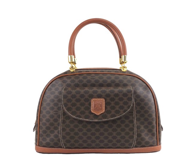 日本直送 名牌中古包 】CELINE セリーヌ マカダム ブラゾン レザー