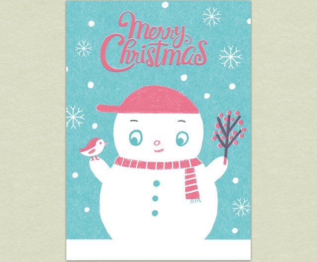 台湾 レトロなリソグラフポストカード／クリスマスポストカード