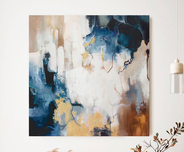 送料無料 30%OFF】ウクライナ ネイビーの抽象画 | ネイビーブラウンの