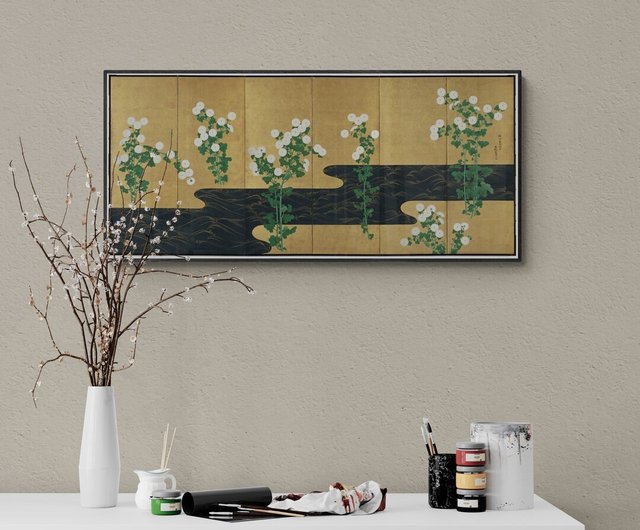 送料無料】台湾 【琳派・美術掛絵】尾形光琳｜十年流水屏風 右 LIGHTO