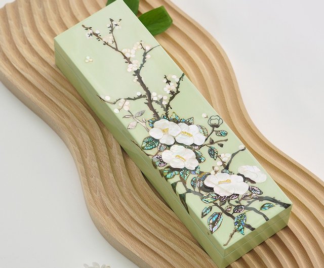 送料無料】韓国 椿と梅 螺鈿クラフト箱 ミント MIZI Art, mother-of