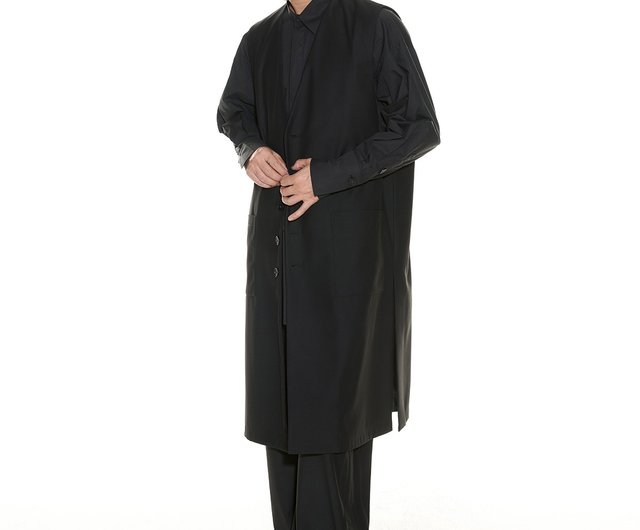 ロングジレコート ユニセックス 秋冬 ブラック ノースリーブ アウター