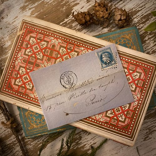 台湾 19 世紀のフランスの手書きのアンティーク手紙（郵便料金付き