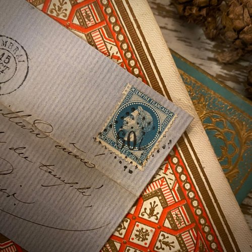 台湾 19 世紀のフランスの手書きのアンティーク手紙（郵便料金付き